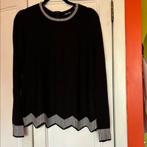 NIC+ZOE Black Sweater with White Accents